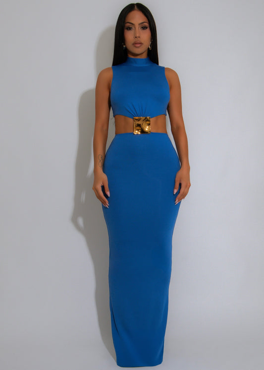 Twilight Muse Ruched Maxi Dress Blue