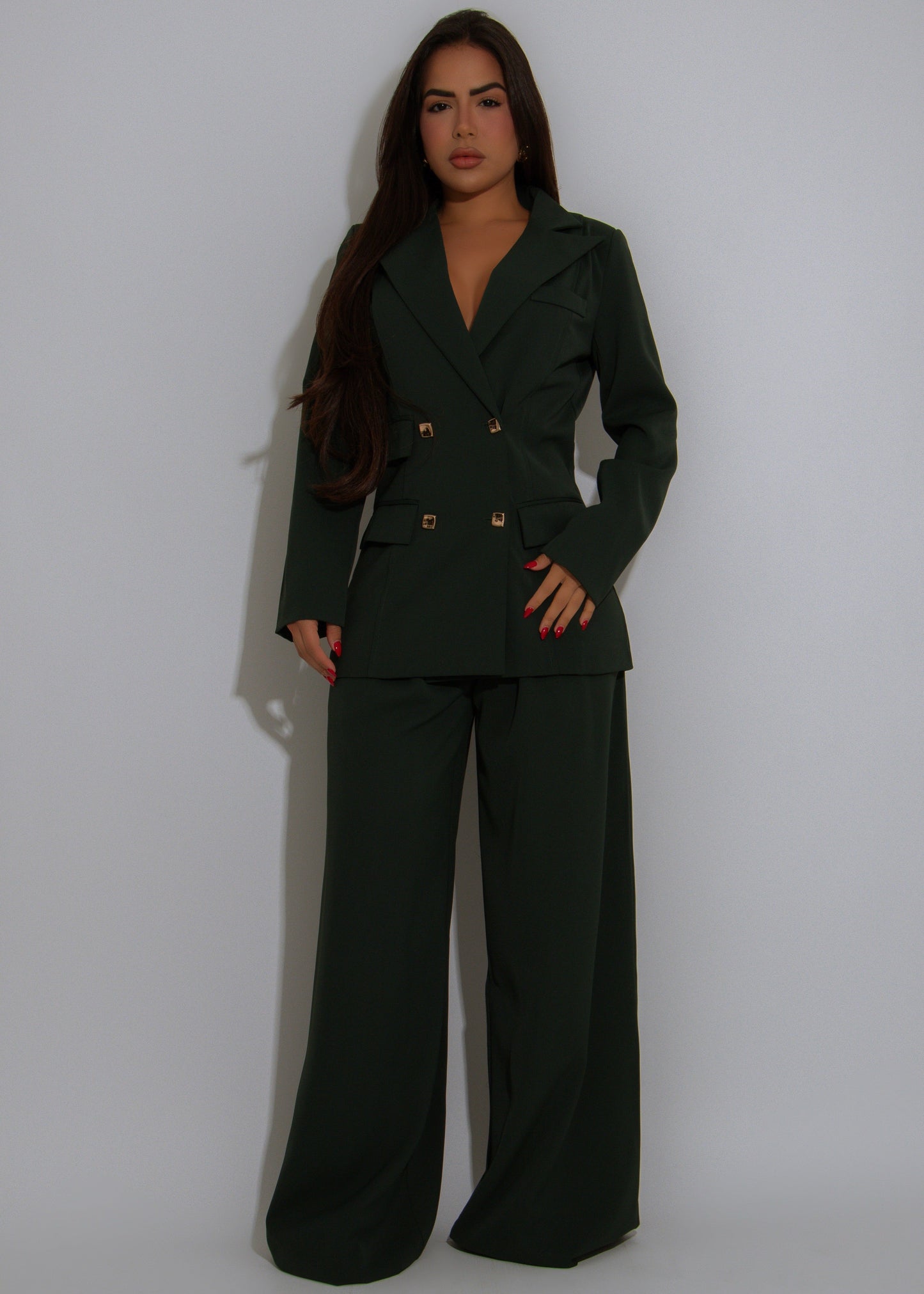 Executive Drama Pant Set Green