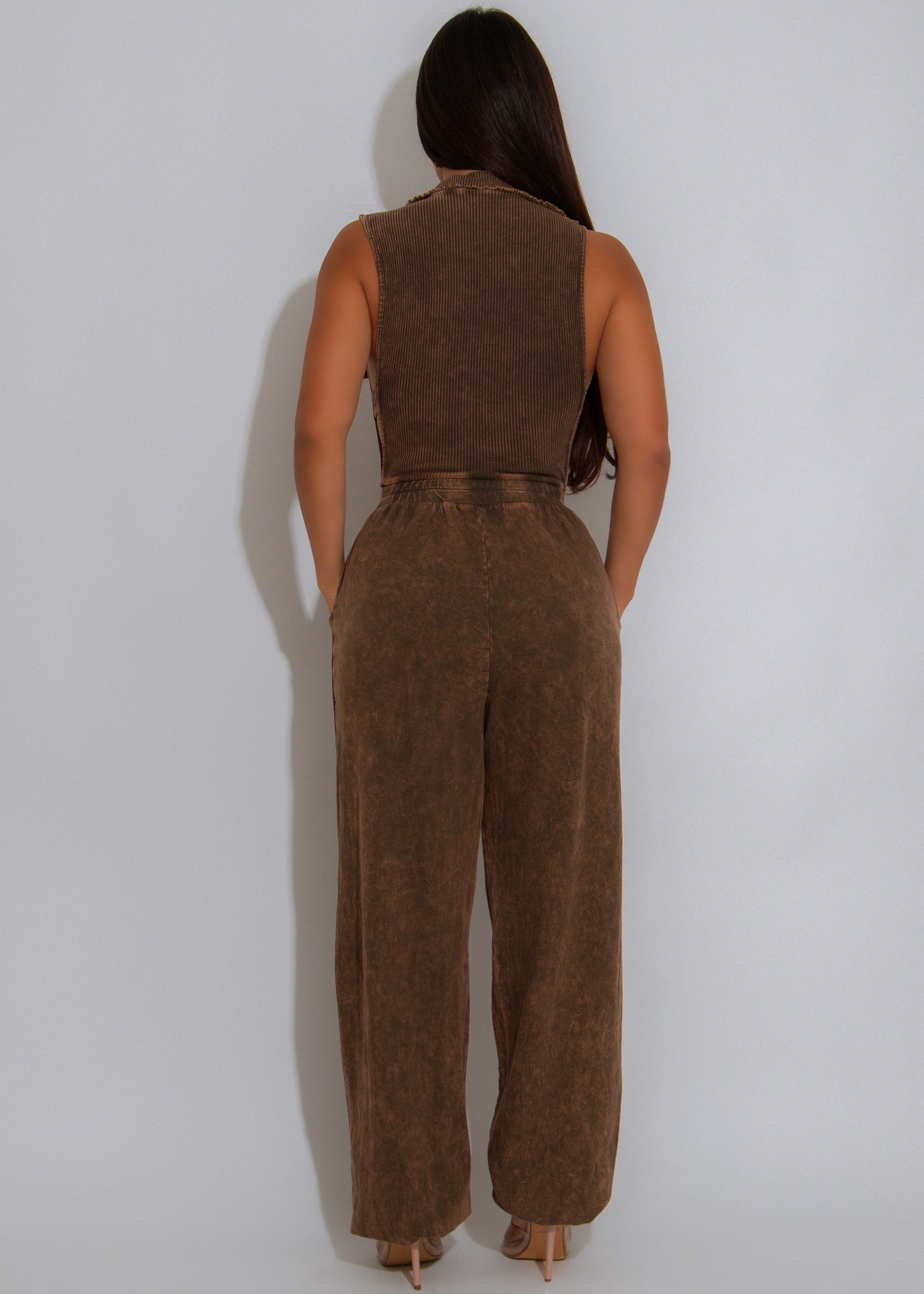 Ribbed Revival Jumpsuit Brown