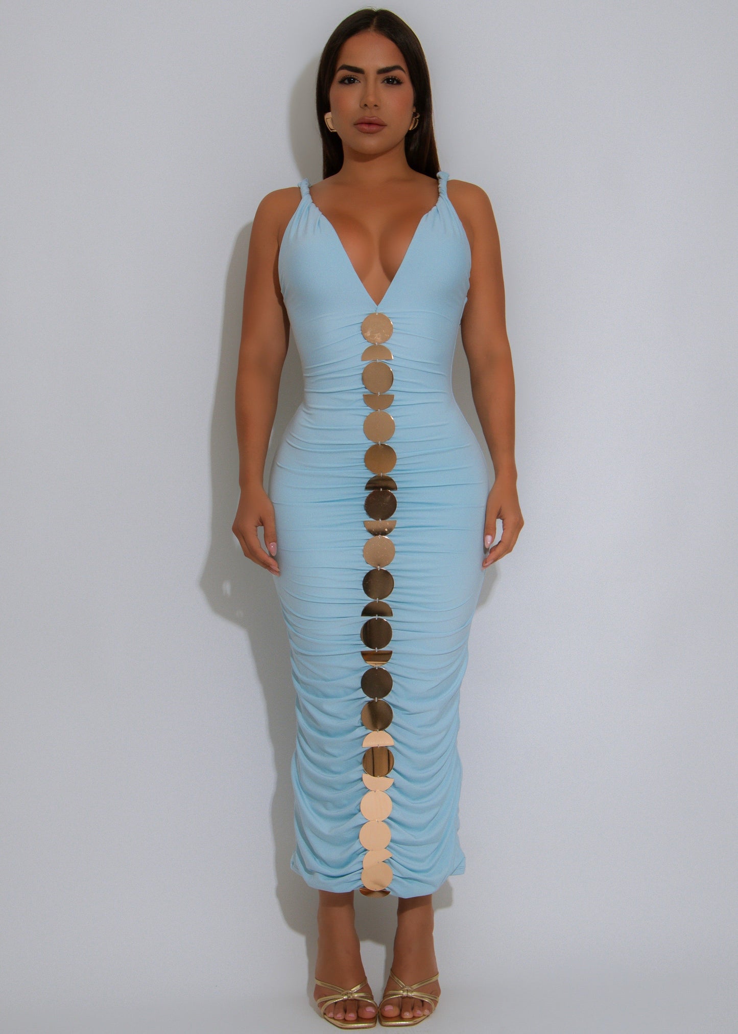Mirror Mirage Ruched Midi Dress Blue