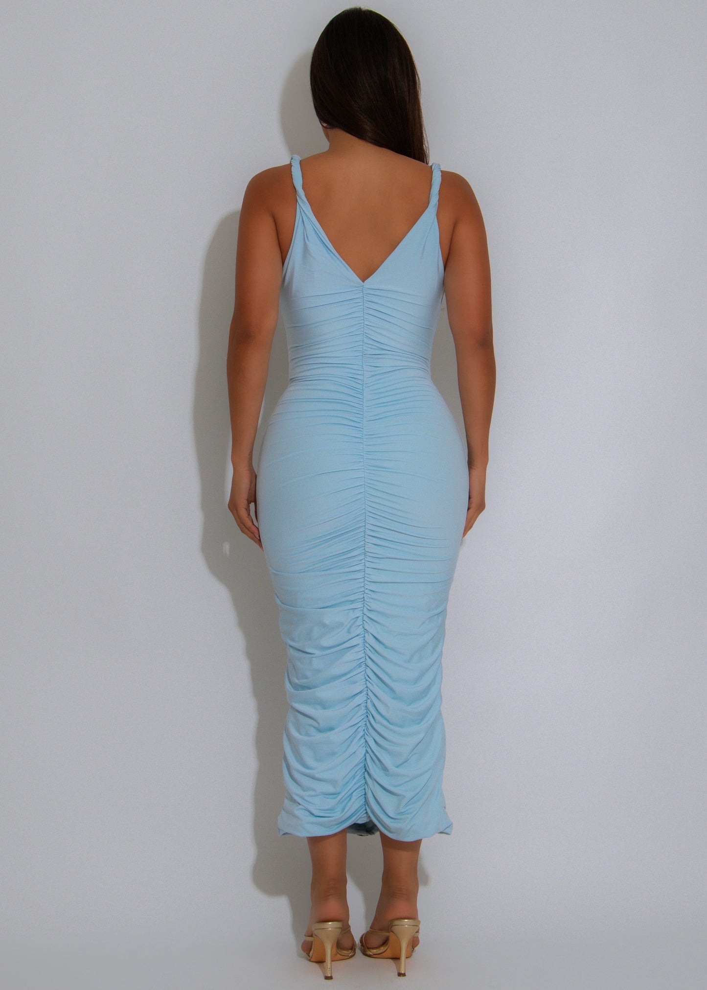 Mirror Mirage Ruched Midi Dress Blue