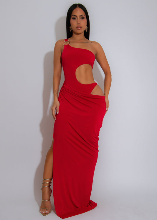 Serpent Seduction Maxi Dress Red