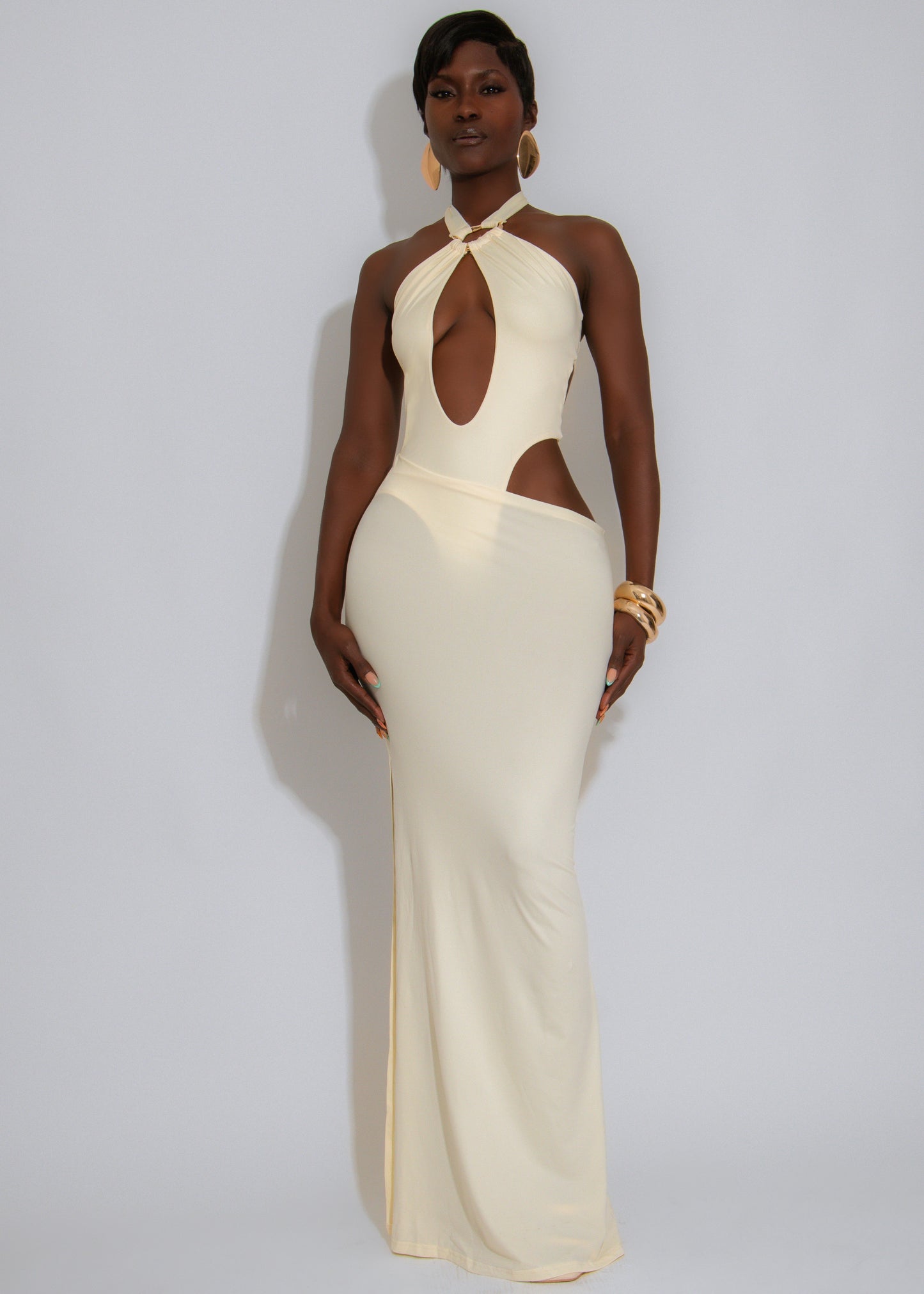Tidebreaker Ruched Maxi Dress Yellow