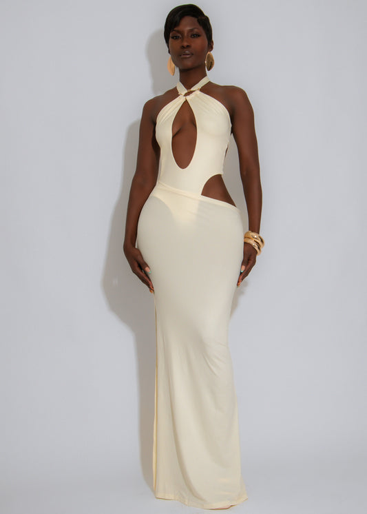 Tidebreaker Ruched Maxi Dress Yellow