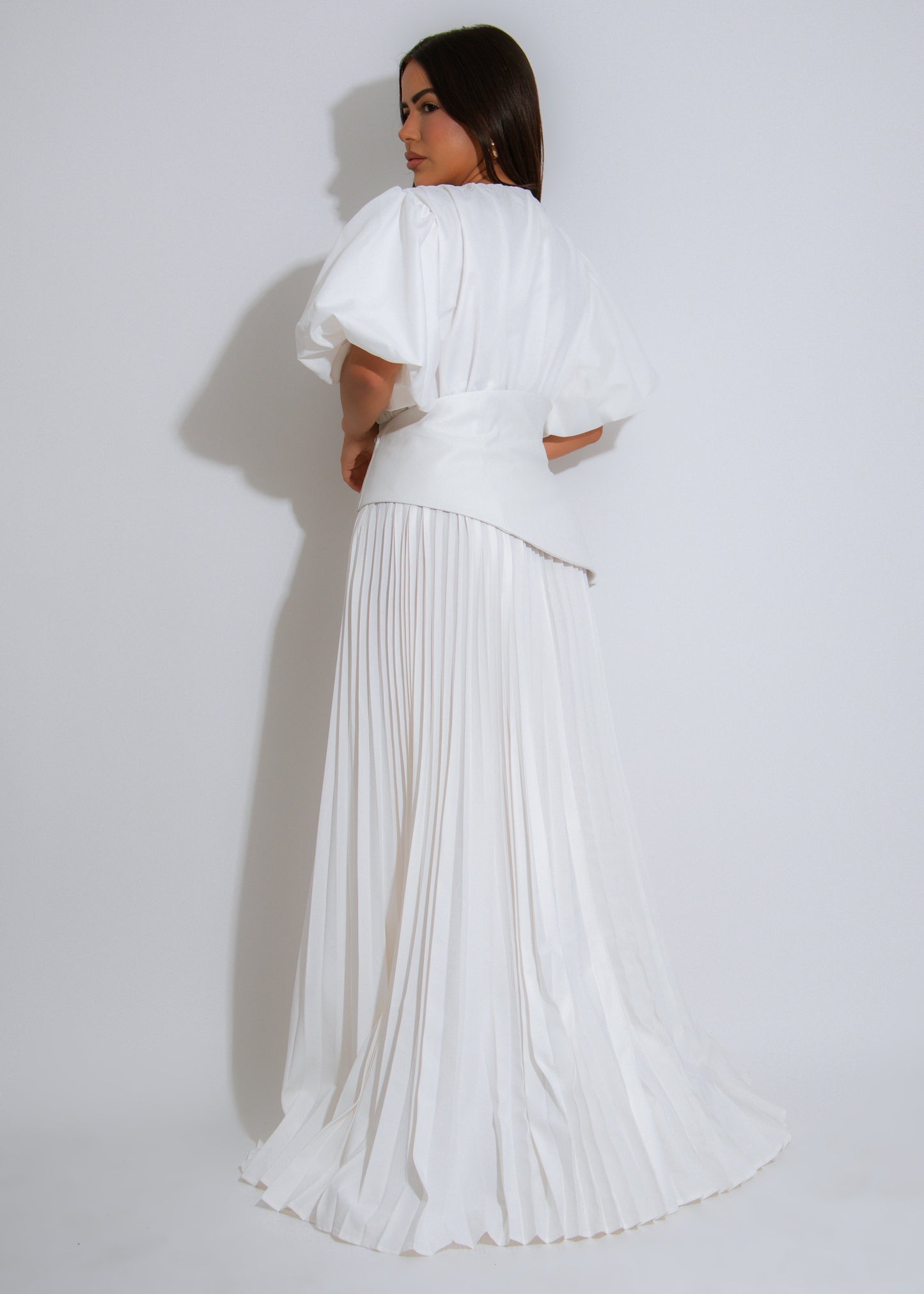 Ivory Muse Ruched Maxi Dress White