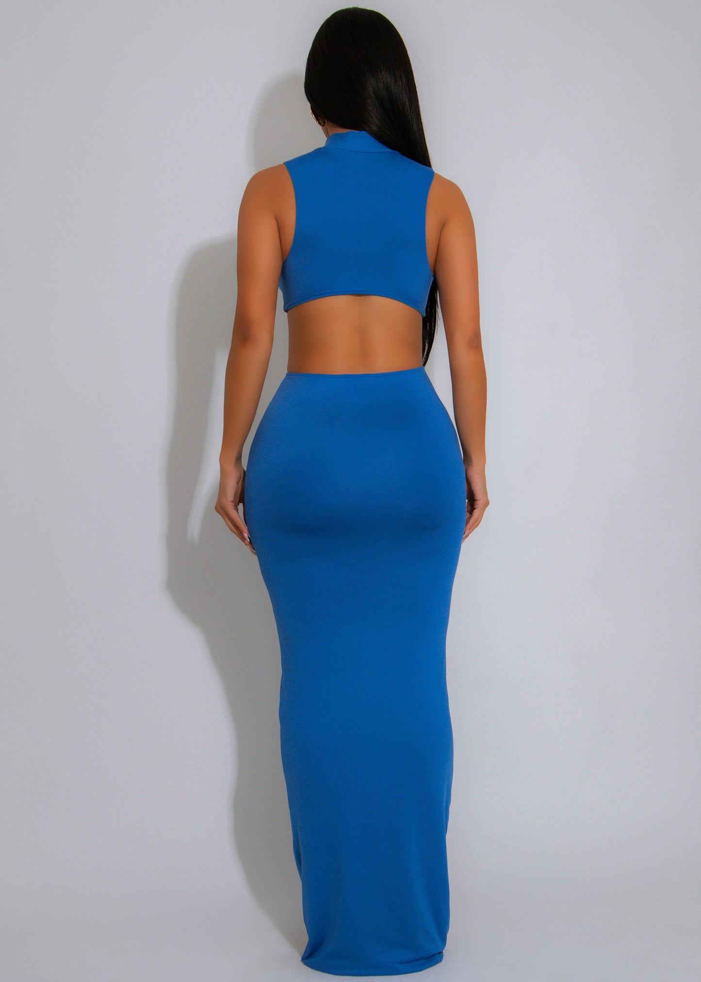 Twilight Muse Ruched Maxi Dress Blue