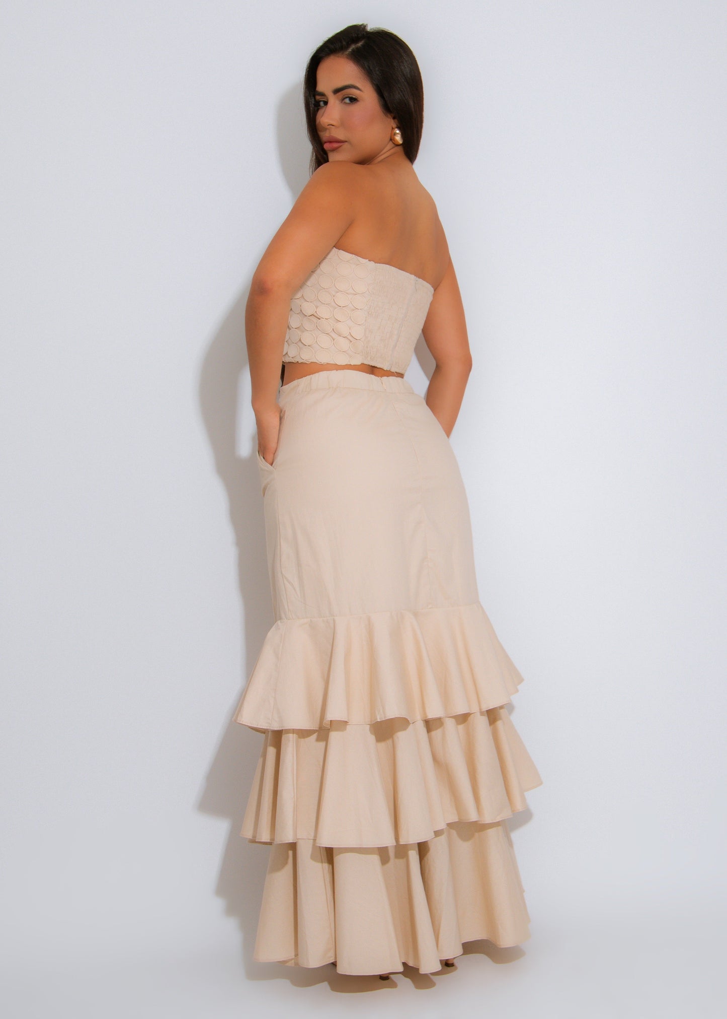 Soleil Textura Skirt Set Nude