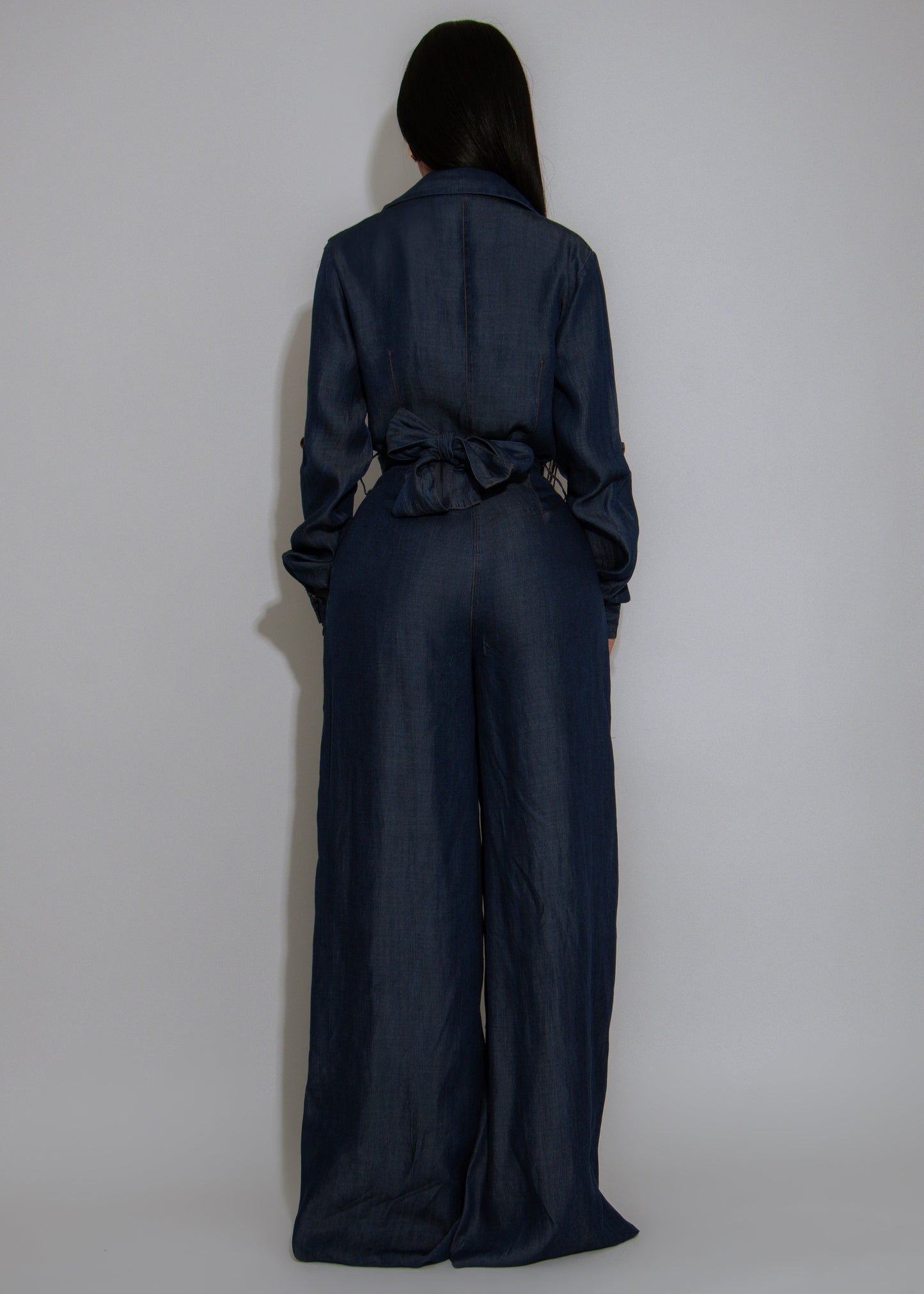 Power Stance Ruched Jumpsuit Dark Denim