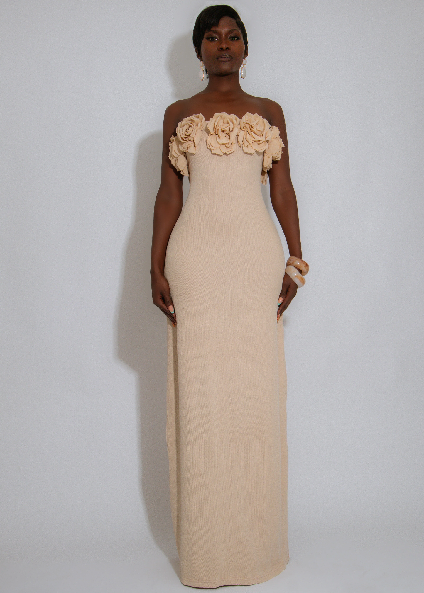 Spring Floral Love Maxi Dress Nude