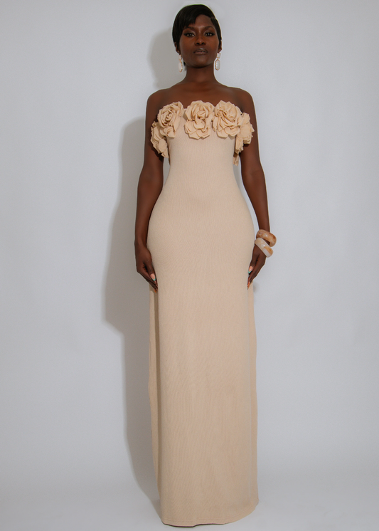 Spring Floral Love Maxi Dress Nude